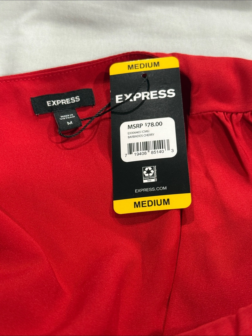 Express Red Long-Sleeve Wrap Dress with Tie Waist - Picture 2 of 7